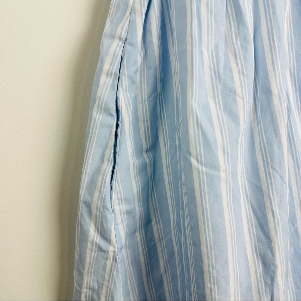 J. Crew NWT Blue and White Smocked Mini Dress with Mandarin Collar - Picture 8 of 11